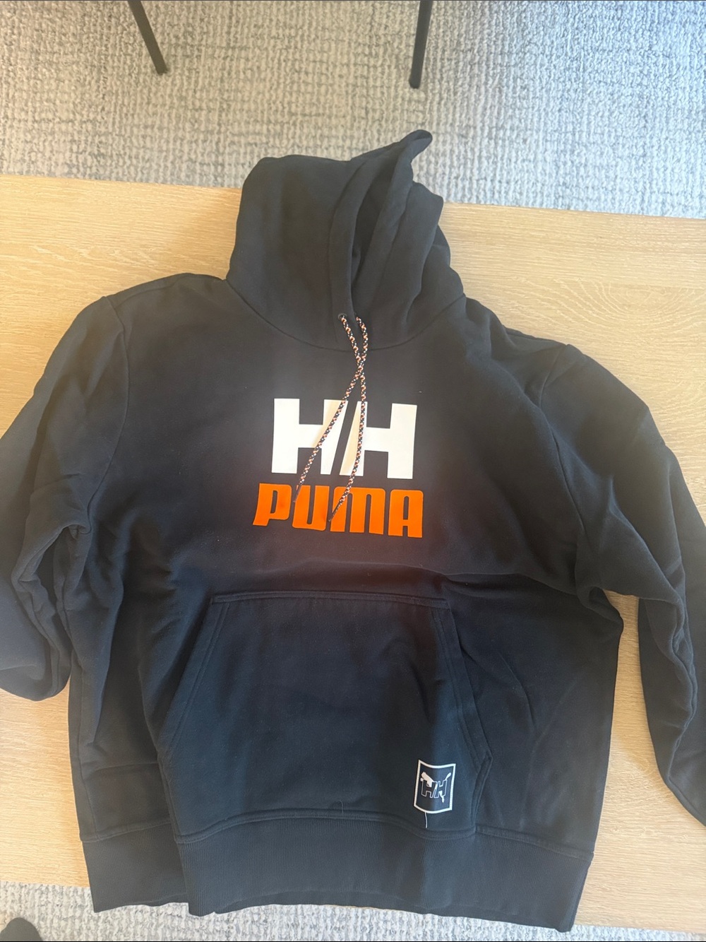 PUMA x HH Large Black Hoodie with Orange Logo